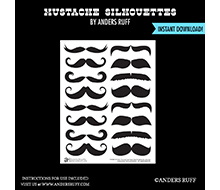 Mustache Silhouettes Printables - Photo Booth Prop - Instant Download